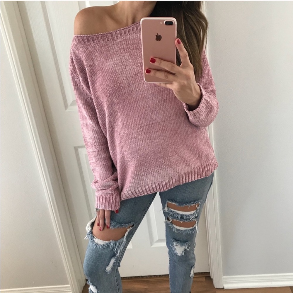 Chenille Sweater in Mauve